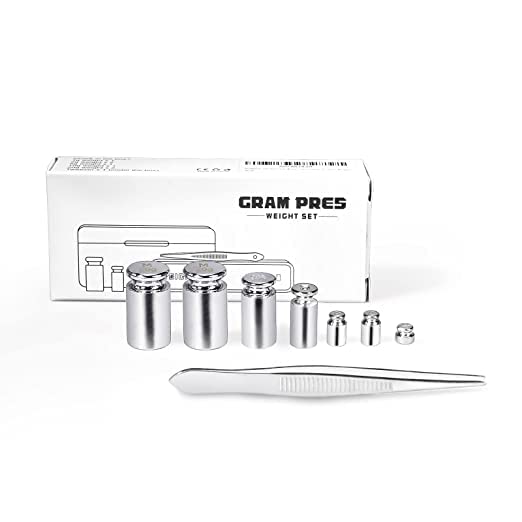 GRAM PRES Calibration Weight Set, 1g, 2g, 5g, 10g, 20g with Tweezers | For digital jewelry scales laboratory education science weights Small