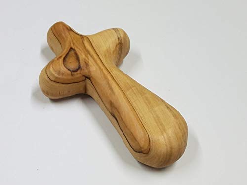 Bethlehem Gifts TM Holding Cross Will fit in Your Palm Known as Olive Wood Comfort Holding Cross - Authentically from Bethlehem (4 inches)