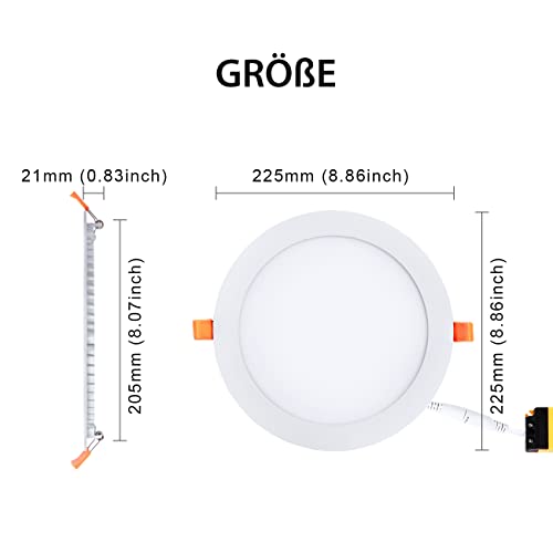 2 x Ultraslim LED Recessed Lights, Round Ceiling Light with Driver, Neutral White 4000K, Downlight/Recessed Spotlights (Pack of 2) - LVWIT, 18W 18 Watt