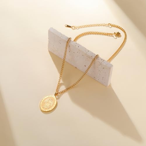 TEAMER Saint Raphael Necklace Archangel of Healing & Protection St. Raphael Pendant Necklace Amulet Religious Jewelry For Women Gold