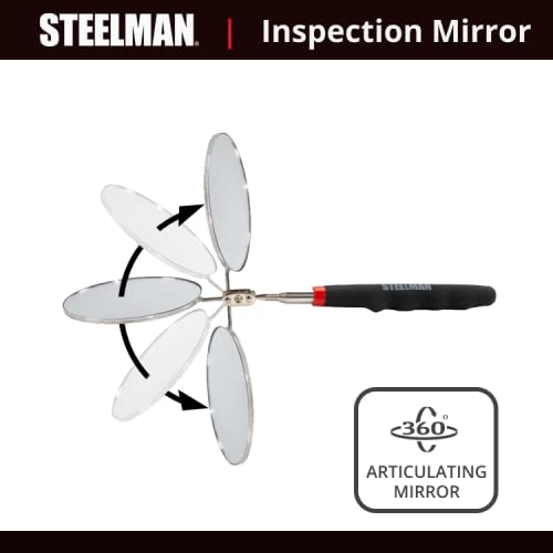 Steelman 29-Inch Telescoping Auto Inspection Mirror, Durable Steel, Articulating 3.25-Inch Round Mirror, Contoured Grip 29 inches