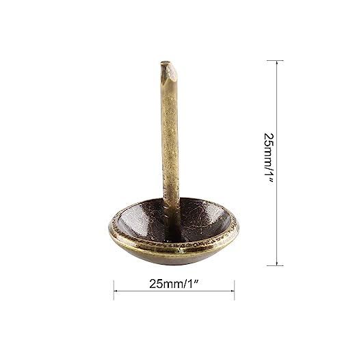 25mm(1inch) Antique Brass Upholstery Tacks Bronze Furniture Nails Pins for Upholstered Furniture Cork Board Wooden Furniture Decorative DIY Projects 30Pcs (Bronze, 1")
