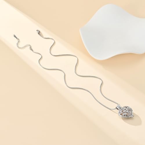 Cremation Jewelry Celtic Knot Heart Urn Necklace for Human Ashes Memorial Ashes Keepsake Locket with Your Wings Were Ready Engraving for Women & Men Rose Gold