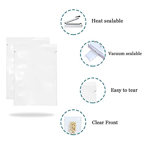 PABCK 300Pack 4.7x7.1 inch White Clear Front Plastic Vacuum Pouch Poly Bags 300 4.7x7.1 inch(Usable Size 4.3x6.7 inch)