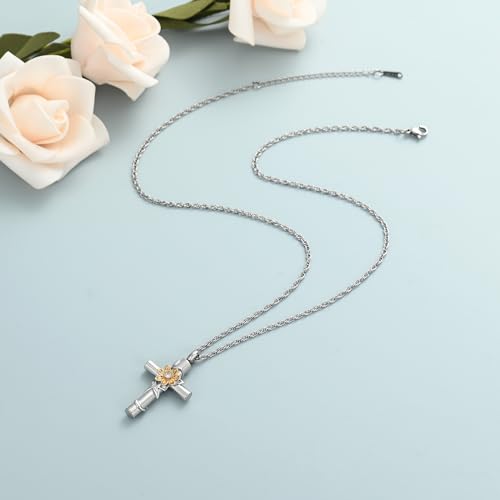 shajwo Sunflower Urn Necklaces for Ashes for Women Men Cremation Jewelry Memorial Human Ashes Pendant Croos 1