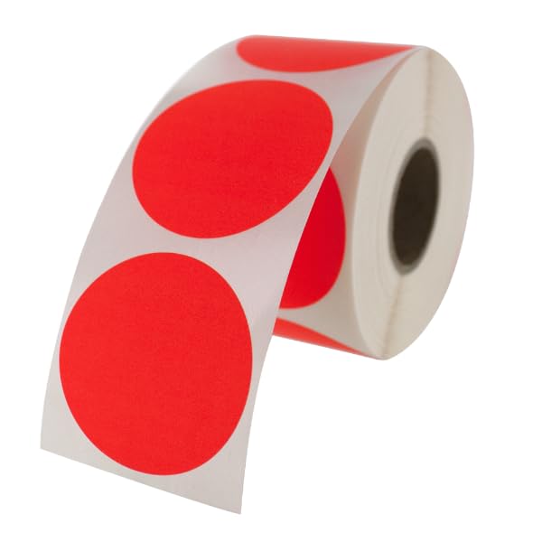 1.5" Fluorescent Red Dot Stickers | 500 Stickers Per Roll | LabelValue