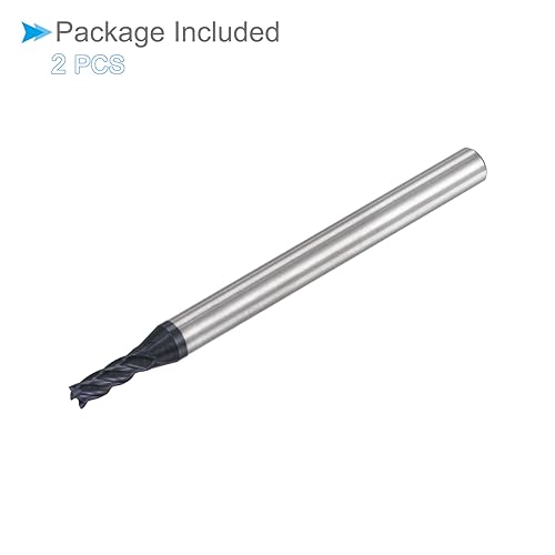 End Mill Set Four Edges 2.5 mm x 8 mm Cutting 4 mm Shaft AlTiN Coated P05 Carbide 4 Flutes CNC Router Bits - (Application: for Milling Stainless Steel Hardened Steel) Pack of 2 | CNC Router-Bits, AlTiN Beschichtet, P05 Karbid, 4 Flöten, Für Fräsen Edel...