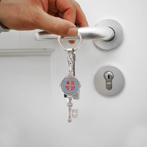 Operitacx 10pcs Key Shaped Saint Benedict Medal Keychain Pendant