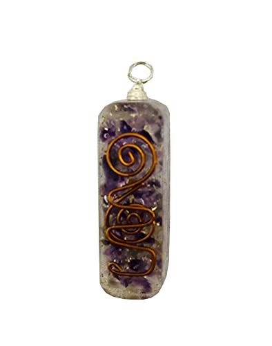 Amethyst Crystal Orgone Pendant Gemstone with Wax Cord Rope Chain for Necklace Energy Generator Crystal Stone Used Spiritual Connections, Spiritual Energy Gift