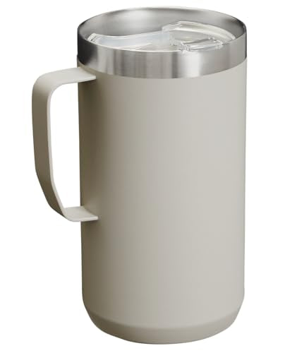 STANLEY Stay-Hot Camp Mug 24 oz | Press Fit Drink Through Lid | Cup for Coffee, Tea and Drinks | Insulated Stainless Steel Coffee Mug | BPA-Free | Ash 2.0 24 Ounces