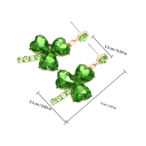 YARNOW Alloy Drop Earrings Green Shamrock Earrings Adorned with Shiny Cubic Zirconia for St Patrick's Day Events and Celebrations, Elegant and Festive Design for Women