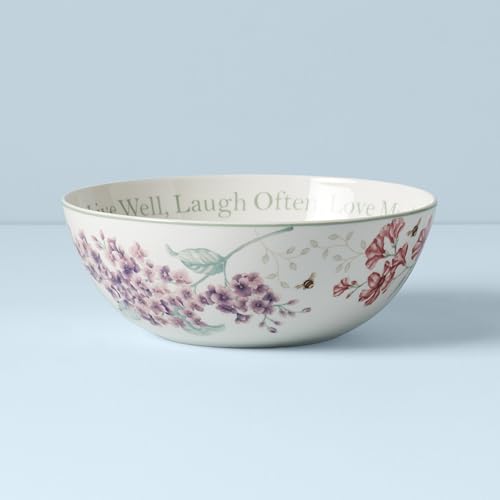 Lenox Butterfly Meadow "Live Well, Laugh Often, Love Much" Serving Bowl, White - Serving Bowl, Sentiment