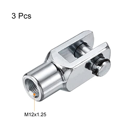 PATIKIL air cylinder rod clevis end 3 pack, silver 62mm M12x1.25 female thread Y connector pins