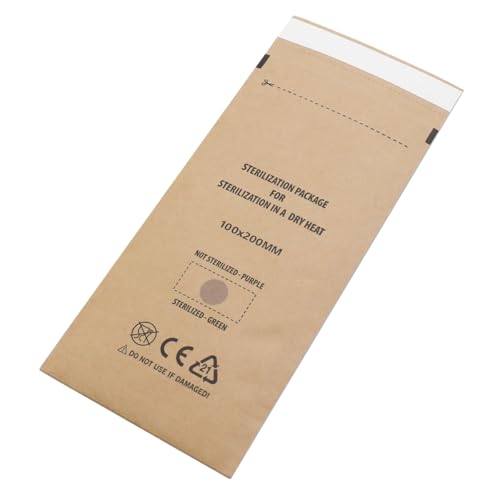 Sarini Sterilization Bags Kraft Self-Appointed with Autoclave Dry Sterilizer Sterilization Cosmetics Bag Nail Art Tool (100 x 200 mm) Pack of 100