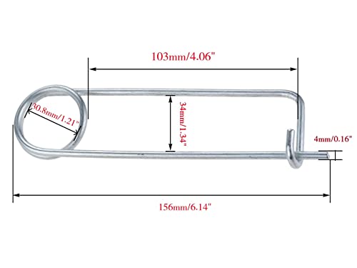 Generic steel brooch-shaped cotter safety pins, 5×110×43mm, 4-piece set for farm, lawn, and garden hitches