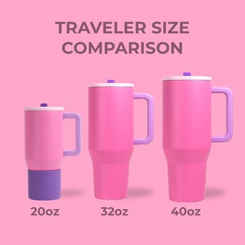 HydroJug Traveler 32oz, Insulated Tumbler with Handle & Straw, Pink Sugar