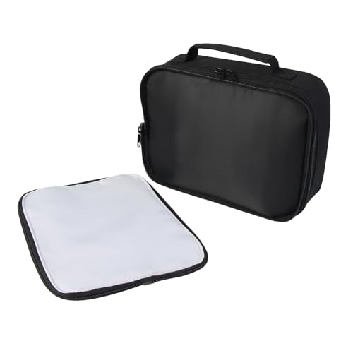Customizable Sublimation Blanks Lunch Bag & Storage Tote Makeup Cosmetic Organizer- Removable Front Panel for Easy Heat Press, Perfect for DIY Personalized Gifts, Work, School (Black) Black 4pcs