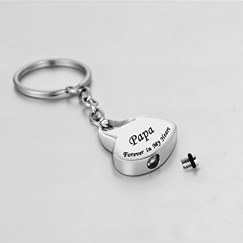 COCO Park Family in Heart Stainless Steel Memorial Keepsake Urn Keychain for Ashes Cremation Jewelry Papa