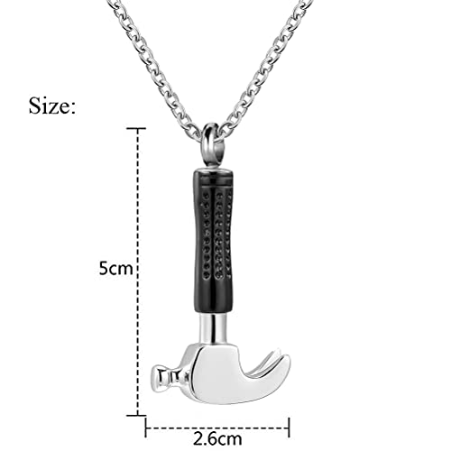 NanMuc Hammer Urn Necklace for Ashes for Men Cremation Jewelry for Ashes Keepsake Memorial Locket Pendant
