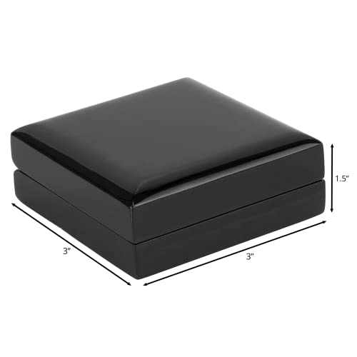 Noble Piano Wood Earring Box - Luxury French Clip Earring Gift Box with Reversible Pad for Pendant - Jewelry Gift Box for Earrings or Pendant - Comes with Two Piece Packer and Ribbon (Black) Earring/Pendant Box (Reversible Pad) Black