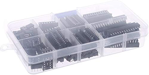 DollaTek 66pcs Dip IC Female Adapter Solder Socket Kit 6/8/14/16/18/20/24/28 Pins