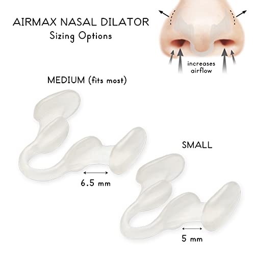 Air Max AIRMAX nasal dilator, medium clear snoring aid for better airflow and easier breathing, pack of 1