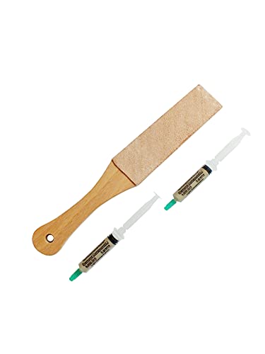 TechDiamondTools leather paddle strop with two diamond polishing compounds for knife sharpening