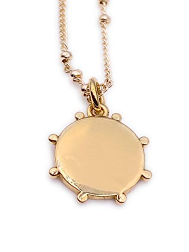 LESLIE BOULES Gold Saint Benedict Round Medal Necklace for Women 18K Gold Plated Chain Religious Jewelry