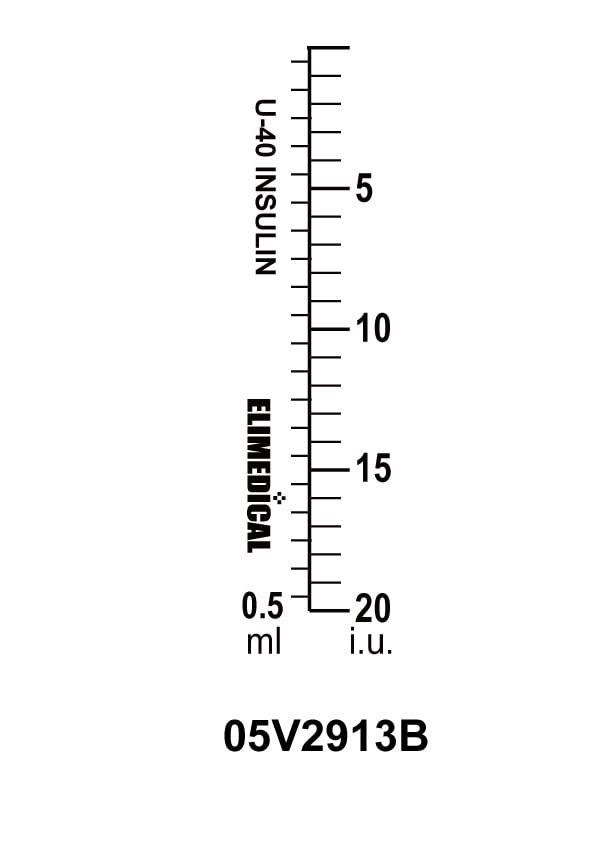 [Australia - AusPower] - Veterinary Insulin Syringe, U-40 (40IU), 0.5cc (ml), 29g x ½ inch (12.7mm), Half Unit Marking, Individually Packed, for Pet Cat or Dog, 100 per box, 05V2913B 