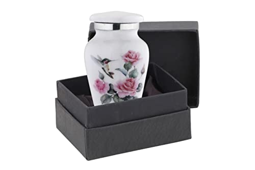 BOLD & DIVINE Beautiful Beautiful Hummingbird Small keepsake Urns | For Human and Pet Ashes | With Velvet Bag & Funnel - 1 Quantity Pearl White 4 Pieces