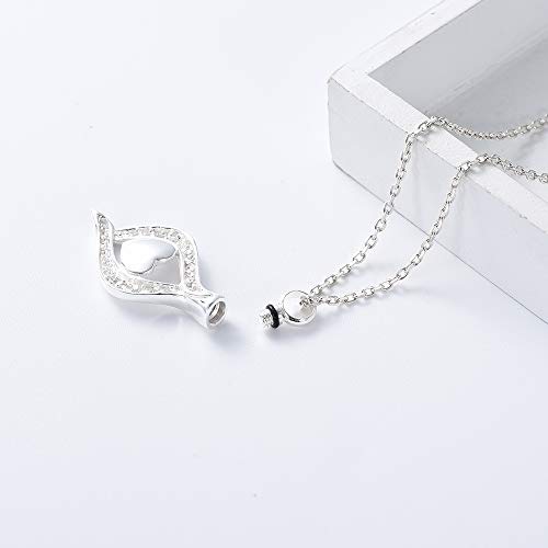 Minicremation Cremation Jewelry for Ashes Eye of My Heart Urn Necklace Pendants Ashes for Women Men Keepsake Memorial Urn Necklace for Pet Human 925 Sterling Silver