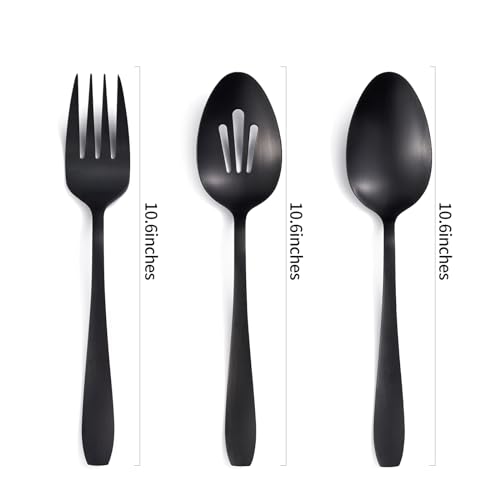 6 Pieces Large Matte Black Serving Set, Stainless Steel 6-Piece Serving Set