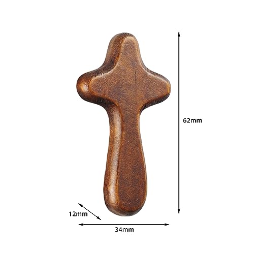 LOVIVER 5Pcs Pinewood Wood Cross Prayer Cross Caring Family Friend Small Religious Gift Clinging Palm Decoration Comfort Neighbor Wooden Holding Cross, B