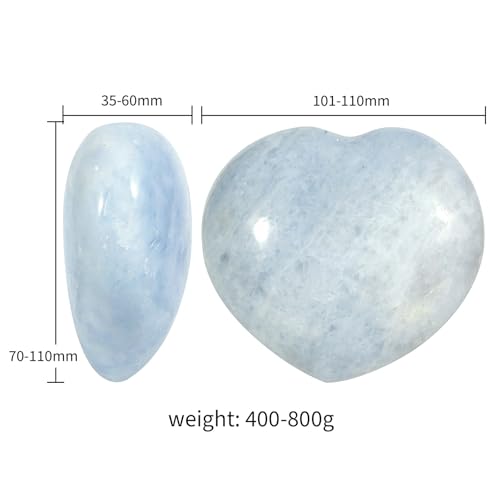 Natural Blue Celestite Crystal Heart Stone Celestite Stone Decor 3.98"-4.33"