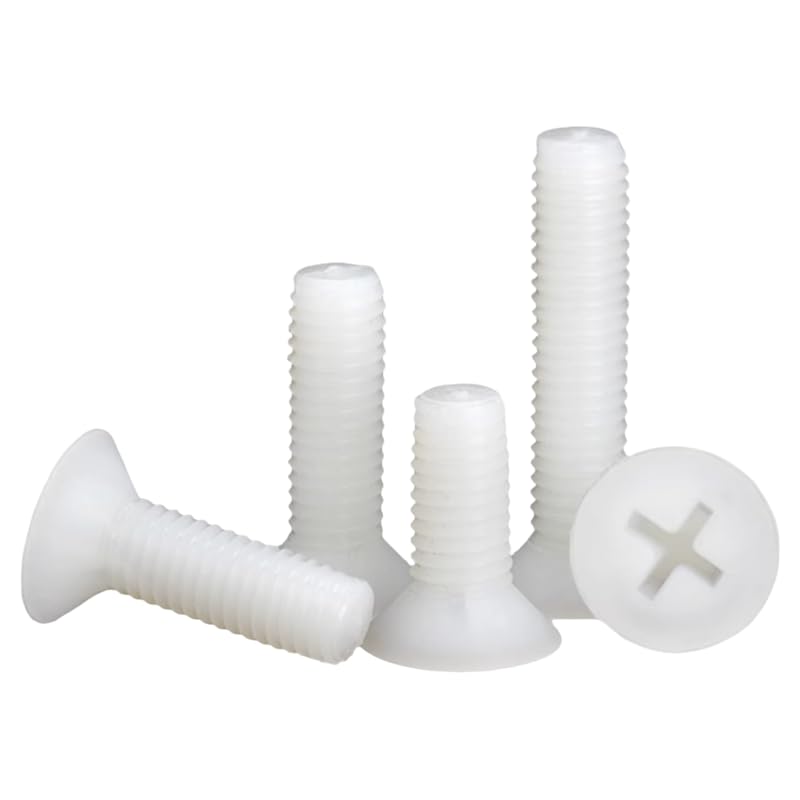 [Australia - AusPower] - Nylon M3x5 1000PCS Metric Phillips Flat Head Screws - Chemical Resistant Fastener Kit, Non-Conductive PA66 Bolts for PCB/Automotive Assembly White 