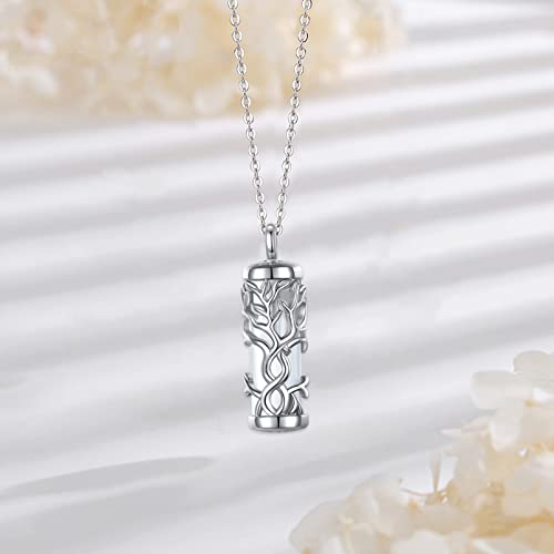 Urn Necklace for Ashes 925 Sterling Silver, Cremation Jewellery for Ashes Necklaces Tree of Life Pendant for Ashes Funeral Memorial Gift for Human Pets Ashes, 20inch