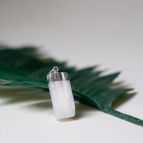 Ayana Crystals Handcrafted Selenite Pendant - Authentic Crystal Healing Stone, White Necklace for Emotional & Spiritual Wellness, Chakra Balancing, Zodiac Taurus Birthstone, Ethically Sourced