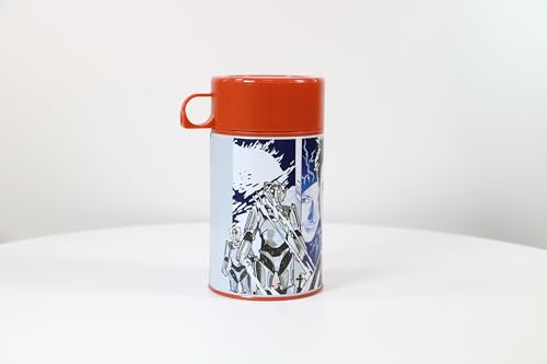 Surreal Entertainment Dr. Who Tenth Doctor Tin Titans lunchbox with beverage container featuring Doctor Who design and character images.
