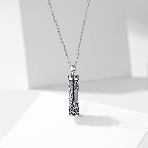 Tree of Life Urn Necklace Cylinder Bar Urn Necklace for Ashes 925 Sterling Silver Family Tree Keepsake Necklace Keepsake for Ashes Memory Keepsake Cremation Jewellery for Women