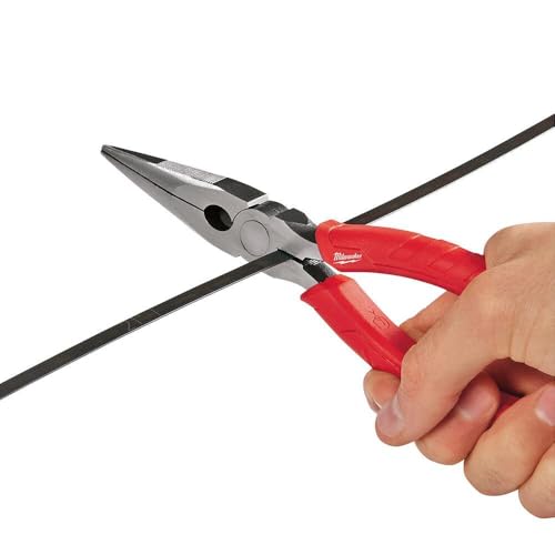 Milwaukee 48-22-6101 8-inch long nose needle-nose pliers with reaming head and fish tape pulling feature
