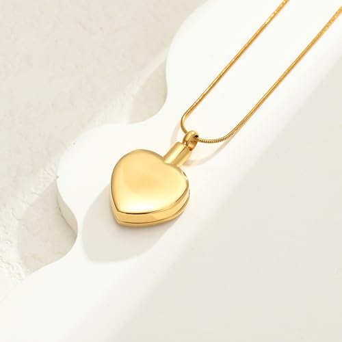 Tree of Life Heart Urn Necklace for Ashes for Human Pet Stainless Steel Cremation Jewelry Keepsake Memorial Jewelry for Loved One Gold
