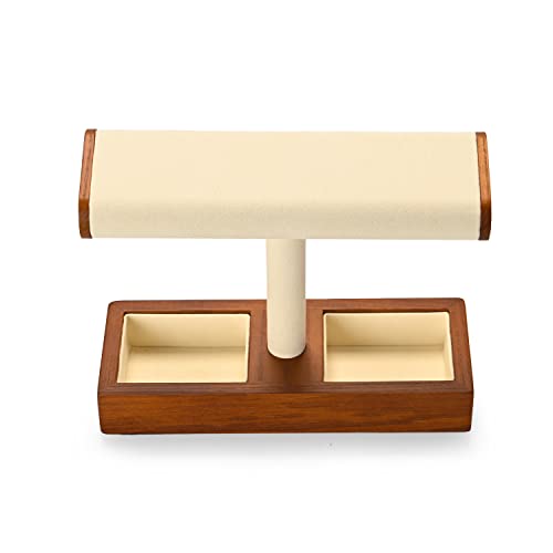 Oirlv Solid Wood Watch Stand,Watch Display Holder for Men Creamy White 2 Grids