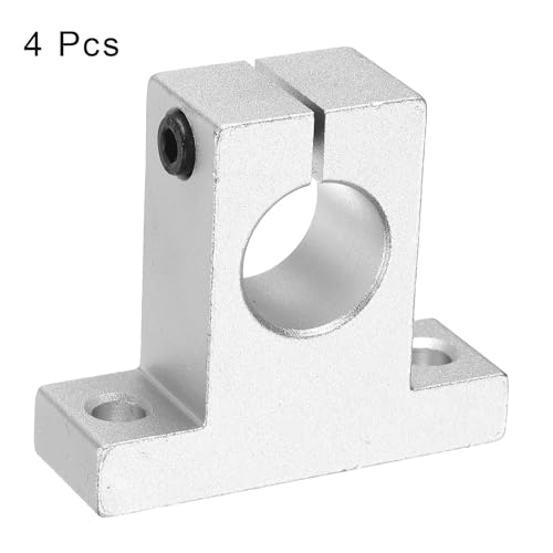 sourcing map 4pcs SK20 Aluminum Linear Rod Rail Shaft Support for 20mm Diameter Shaft, Linear Motion Rail Guides Mounting Bracket with Wrench for CNC Machine, 3D Printer, Automation Equipment