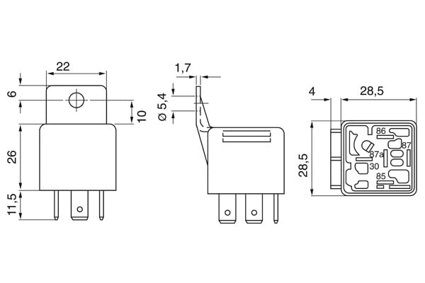 BOSCH 0332209150 Changeover Mini Relay - 5 Pins, 12 V, 20/30 A - Single