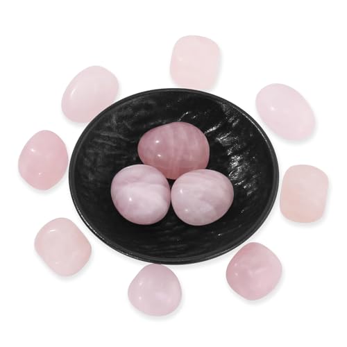 Rose Quartz Crystals Stone, Polished Stones & Rocks, Natural Healing Crystals for Chakra Balancing, Meditation, Spiritual Decor, Tumbled Stones for Energy, Reiki,Gifts (0.5LB) Rose