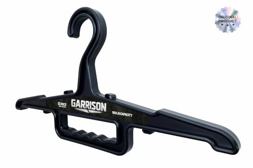 HICE - Garrison Heavy Duty Hanger | Original Heavy Duty Clothes & Equipment Hanger | 150 lb Load Capacity | Durable High Impact Resin | for Police, Military, Workwear & Clothing (Black, Set of 2) Black