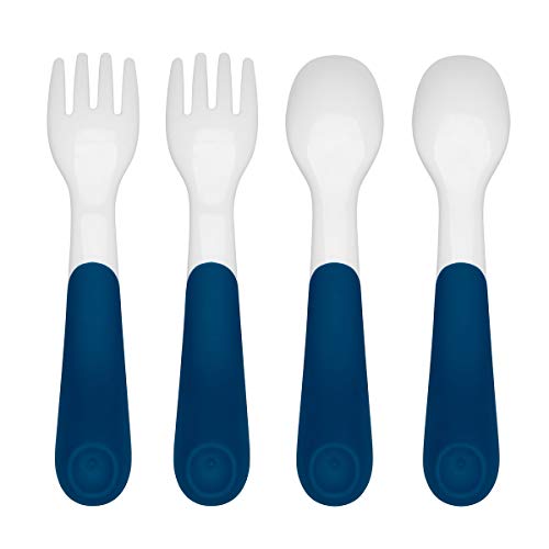 OXO Tot Plastic Fork & Spoon Multipack - Navy, 4 Piece Set (Pack of 2)