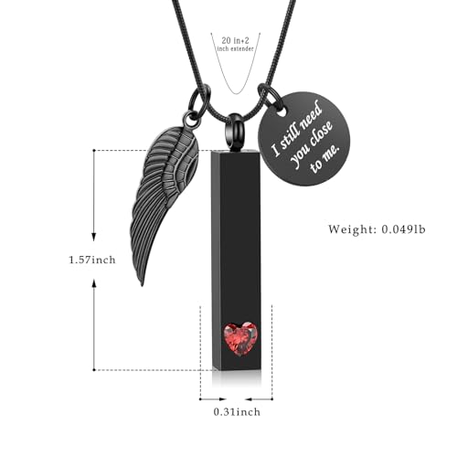 Hearbeingt Birthstones Urn Necklaces for Ashes for Women Men Cube Cremation Jewelry Urns Pendant for Human Ashes Memorial Keepsake Locket Jewelry Black-R