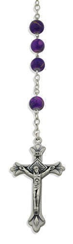 Venerare Glass Bead Catholic Rosary - Multicolor Amethyst