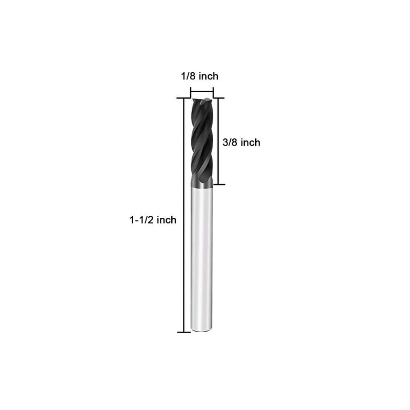 [Australia - AusPower] - AUTOTOOLHOME 1/8" Carbide Square End Mill for Micro Grain Carbide Milling Cutter for Alloy Steel Hardened Steels 4 Flutes HRC50 (1, 1/8 in) 